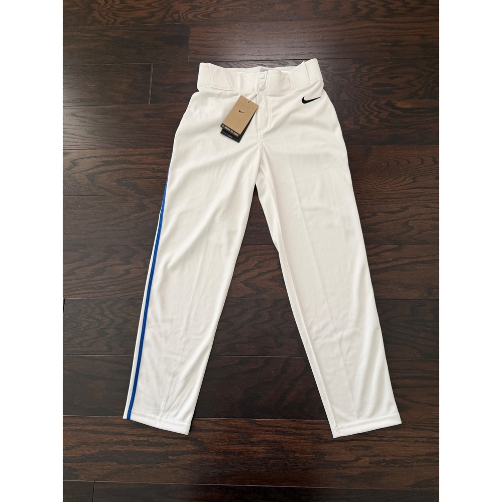 Nike Kids Baseball Pants White Royal Blue Stripe DX9171-103 Size Medium NWT